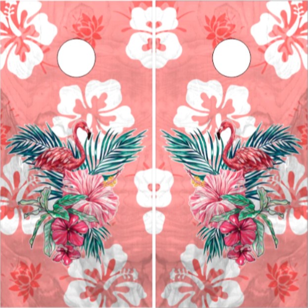 Pink Flamingo Wood Hawaiian