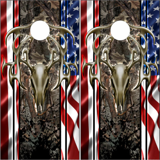American Flag Camo Deer Skull
